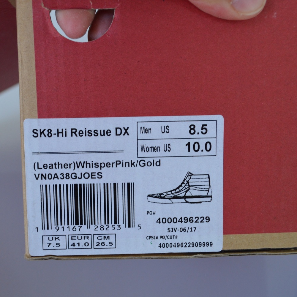 VANS SK8-HI REISSUE DX LEATHER WHISPER PINK SHOES - Picture 8 of 16